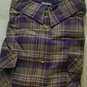 Men's 4x Long Sleeve Purple Plaid Flannel Shirt